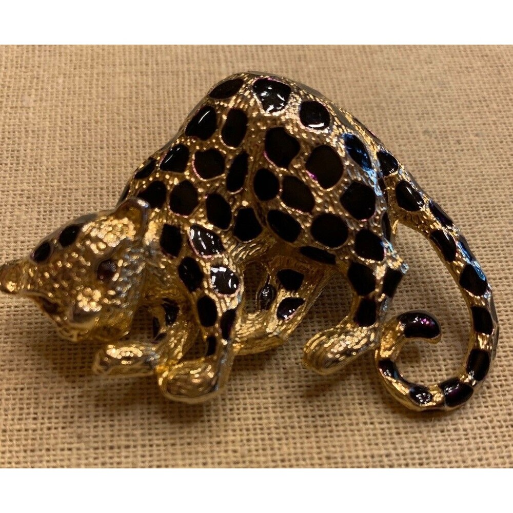 Vintage Signed Park Lane Leopard Pin Pendant Brooch Combo 1980’s Jewelry EUC